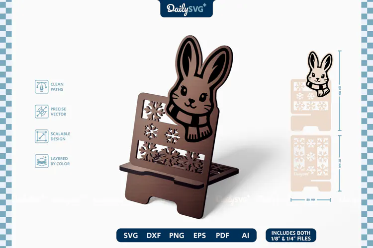 Cute Winter Animal Phone Holder SVG | Cozy Desk Stand