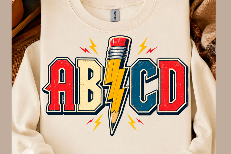 Retro ABCD Teacher Pencil Lightning PNG
