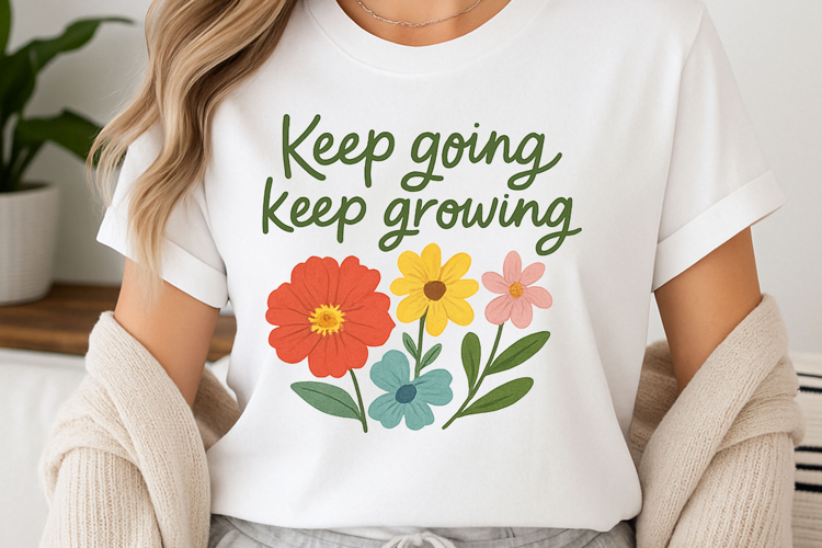 Positive quote with watercolor floral t-shirt sublimation