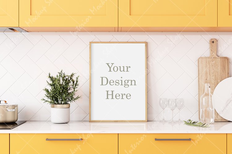 Frame mockup in kitchen room