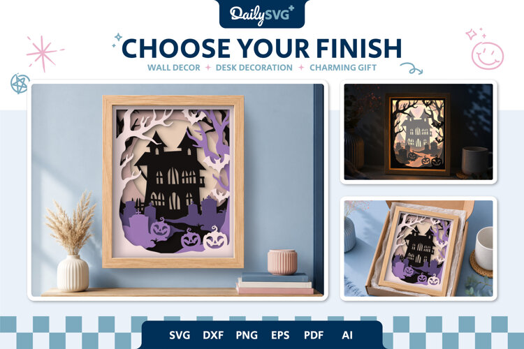 Haunted Mansion Layered Shadow Box SVG Halloween example image 1