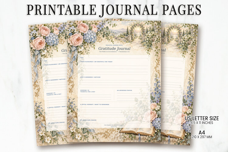 Gratitude Floral Journal Printable example image 1