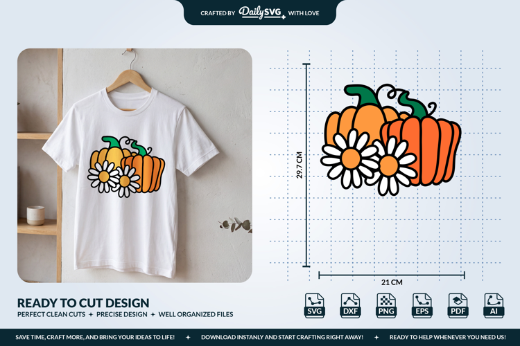 Pumpkin and Daisies SVG
