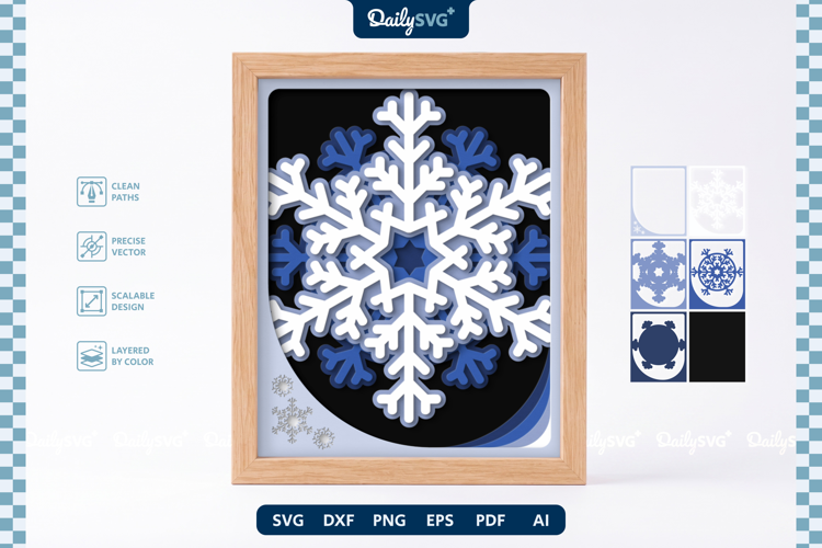Snowflake Layered Shadow Box SVG Winter Christmas Decor
