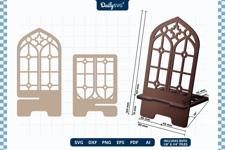 Vintage Gothic Window Phone Stand SVG Laser Cut example image 1