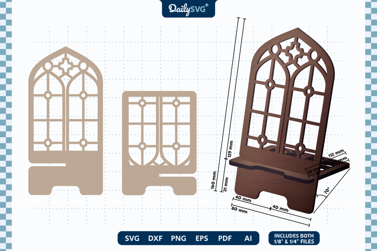 Vintage Gothic Window Phone Stand SVG Laser Cut