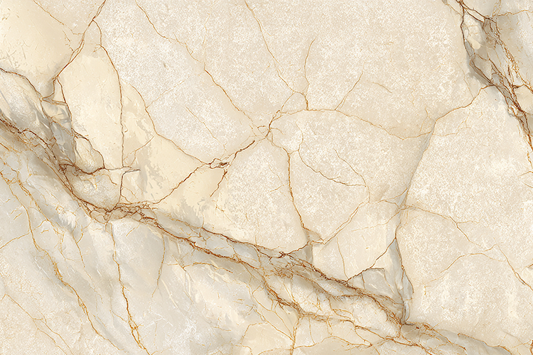 A beige marble surface with golden veins