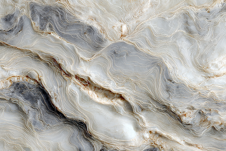 Marble surface with intricate patterns and swirling designs