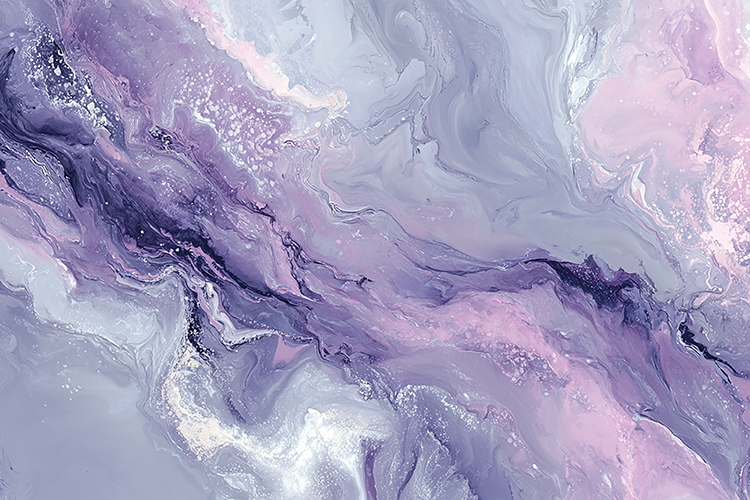 Painting with swirling purple and pink hues