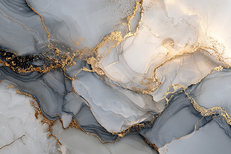 Marble texture with gold accents and gray tones