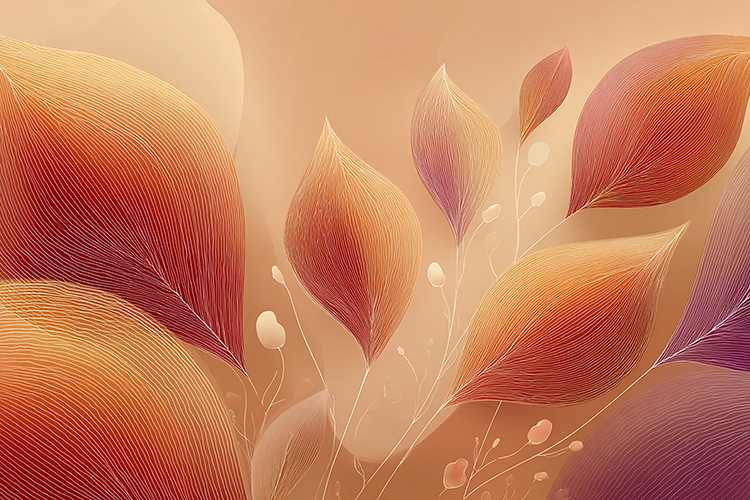 Orange and purple leaves on a soft background