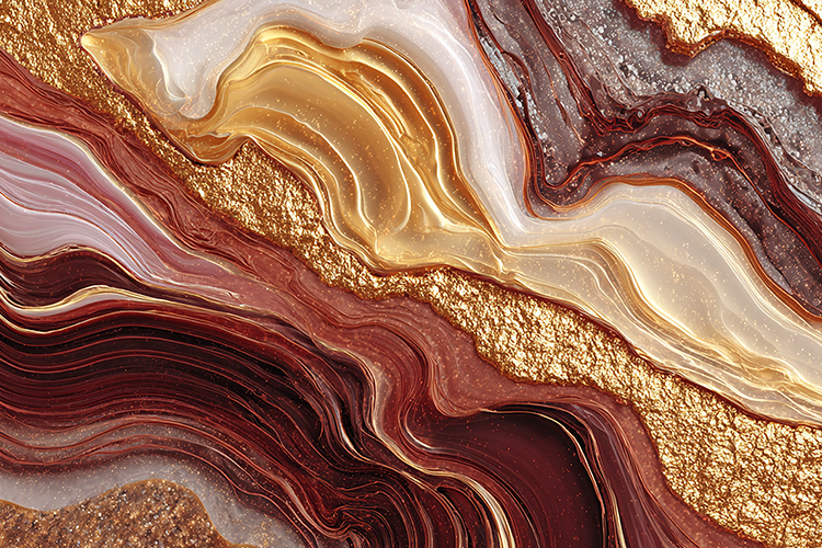 Marble pattern with gold accents and rich earthy tones