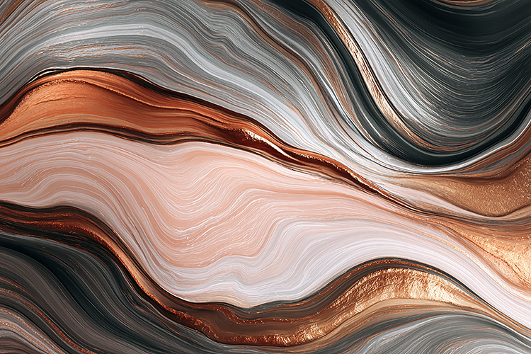 Marble pattern with swirling colors and metallic accents