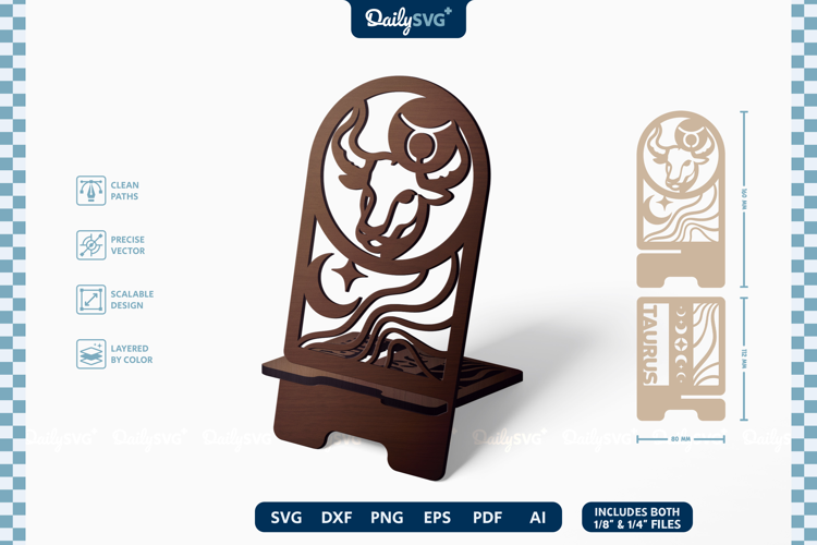 Zodiac Phone Holder SVG | Taurus Laser Cut Stand