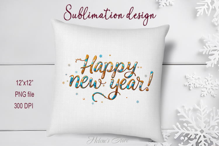 Bright Happy New Year quote sublimation design clipart png