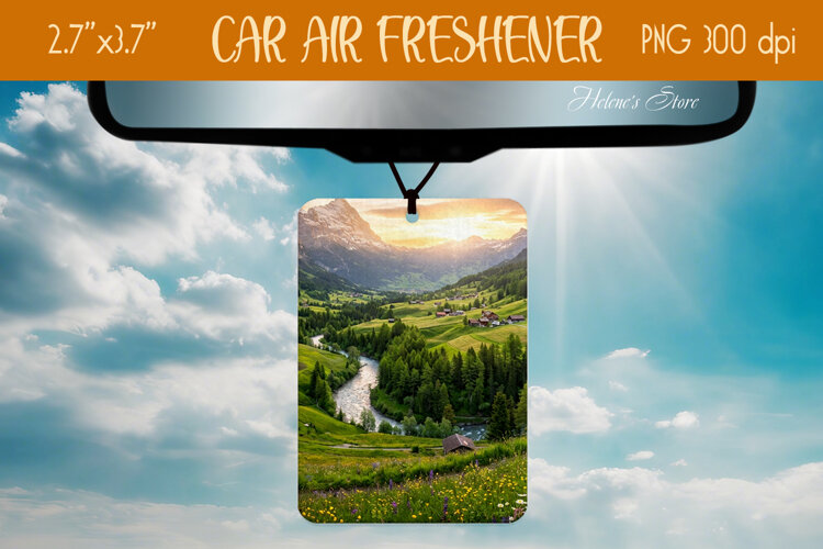 Mountains Sunrise Air Freshener Car sublimation design png example image 1