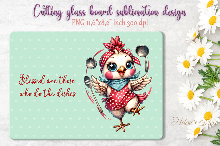 Cute chicken and funny quote cutting board sublimation png