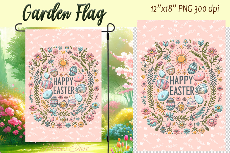 Easter Garden Flag Sublimation |Religious sublimation design