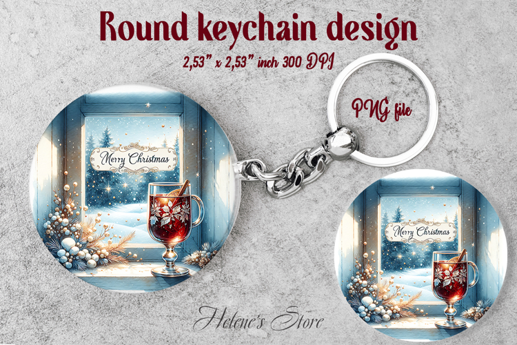 Christmas round keychain design |Christmas drink Car coaster