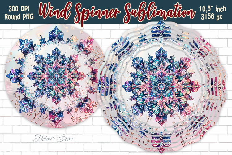 Christmas Snowflake Wind Spinner wrap sublimation design png