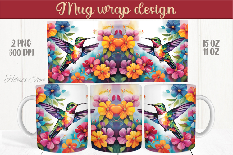 Cute Hummingbird mug wraps sublimation designs |Humming bird