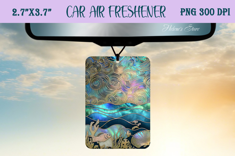 Blue & gold iridescent ocean Air Freshener Car sublimating