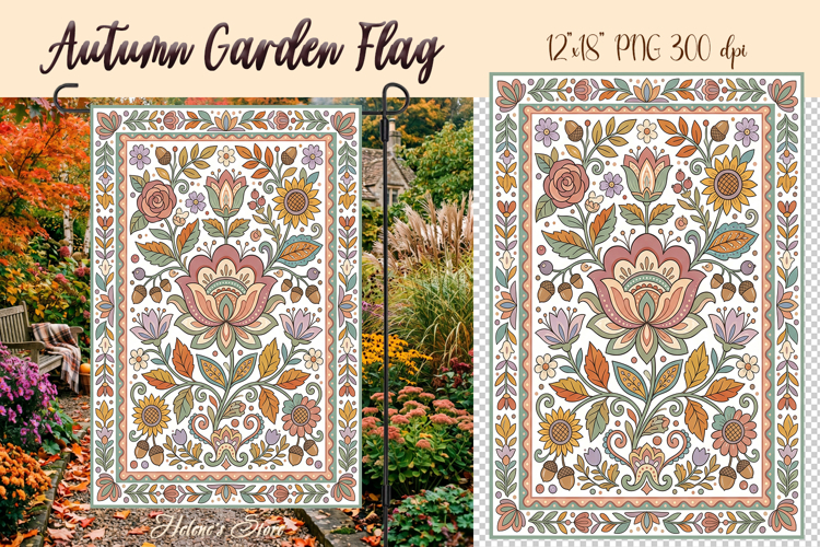 Autumn flowers Garden Flag Sublimation | Fall garden design