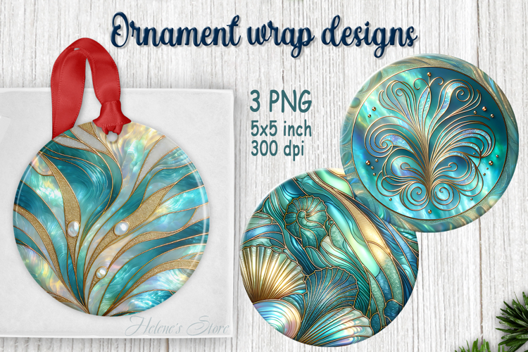 Fantasy ocean round ornament sublimation designs PNG