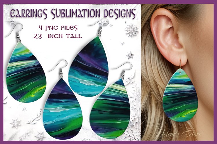 Northern lights Teardrop earrings design |Christmas earring