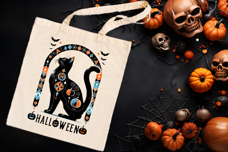Cute Halloween black cat clipart |Abstract shirt designs png