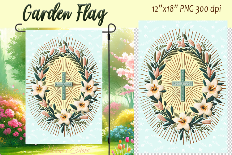 Easter Garden Flag Sublimation |Religious sublimation design