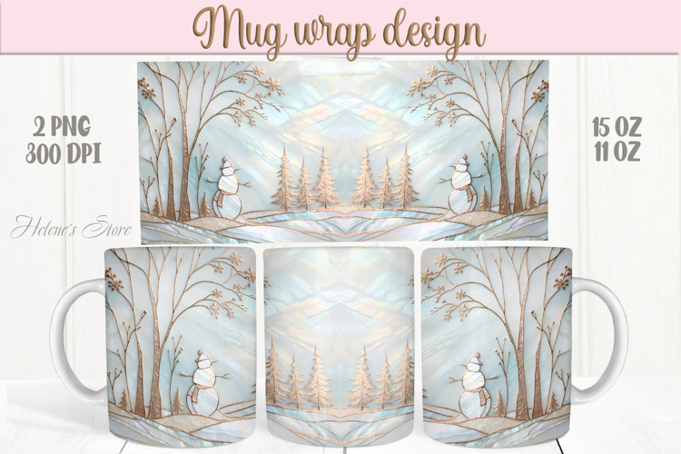 Pastel Christmas tree mug wrap png |Cute snowman mug design