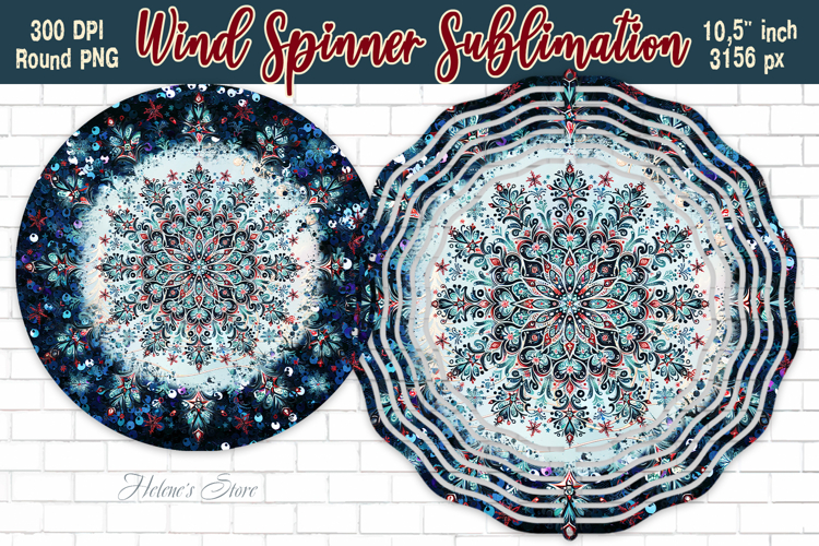 Christmas Snowflake Wind Spinner wrap sublimation design png