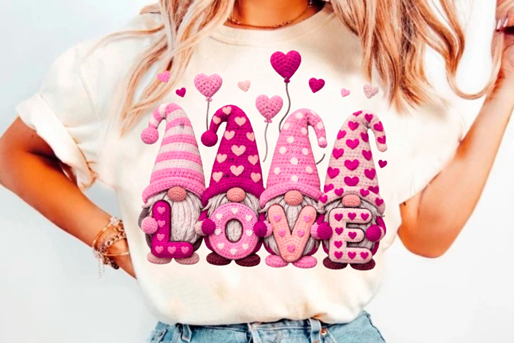 Faux Yarn Gnome PNG Valentine’s Day Love