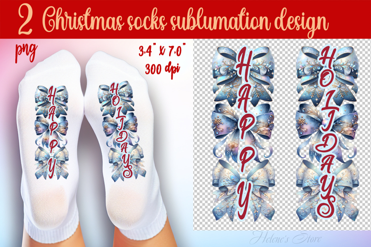 Blue Merry Christmas Socks png|Sublimation Designs For Socks