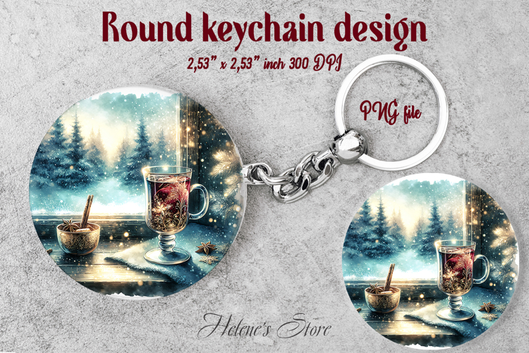 Christmas round keychain design |Christmas drink Car coaster