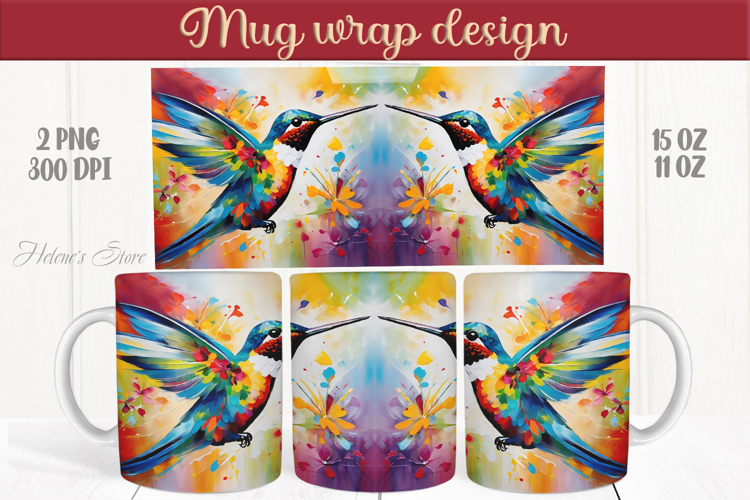 Cute Hummingbird mug wraps sublimation designs |Humming bird