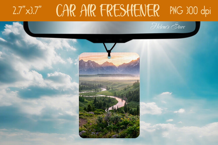 Morning Mountains Air Freshener Car sublimation design png example image 1