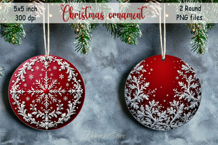 Christmas vintage round ornament sublimation designs PNG