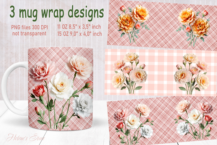 Vintage summer flowers design mug wrap 15 oz 11 oz png