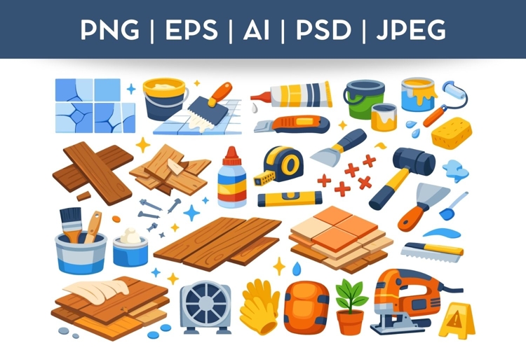 Repair Tools Bundle Doodle|Vector & PNG Hand tools