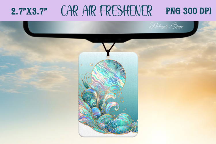 Blue & gold iridescent ocean Air Freshener Car sublimating
