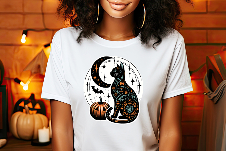 Cute Halloween black cat clipart |Abstract shirt designs png