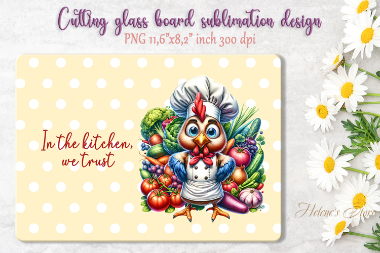 Cute chicken and funny quote cutting board sublimation png