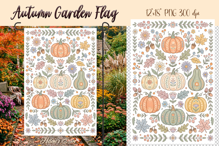 Autumn pumpkins Garden Flag Sublimation | Fall garden design