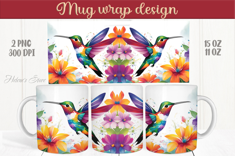 Cute Hummingbird mug wraps sublimation designs |Humming bird
