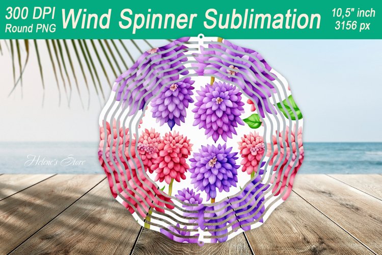 Spring Floral Wind spinner designs| Wind spinner sublimation example image 1