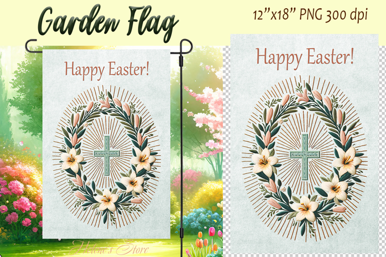 Easter Garden Flag Sublimation |Religious sublimation design