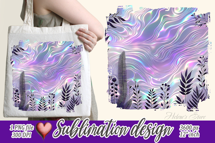 Bright leaves border | Cute purple sublimation design png