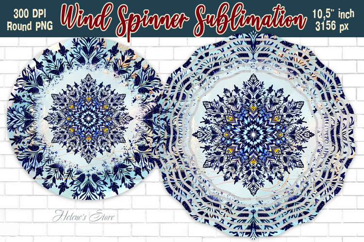 Christmas Snowflake Wind Spinner wrap sublimation design png